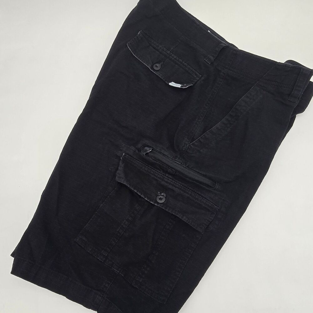 WearFirst Men's Cargo Shorts Ripstop Free-Band Waist Black Size 40 Gorpcore